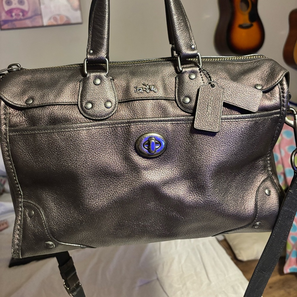 Coach Rhyders Satchel Metallic Leather - Picture 2 of 12